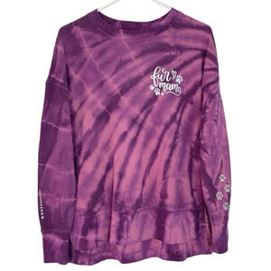 Handmade Fur Mama Tie Dye Sweatshirt Pullover Women Small Pink Purple Reflective